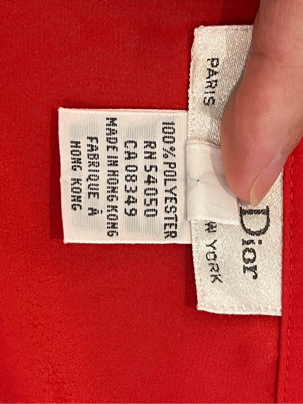 Christian Dior Red Blouse Size 4 Vintage Shoulder Pads Button Front Polyester - Picture 4 of 7